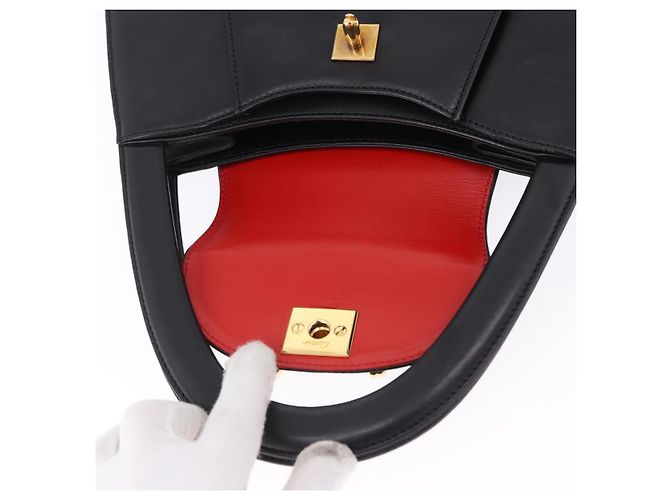 Borsa CARTIER PANTHERE in pelle nera e oro Auth ka5314A Nero D'oro - vista 10