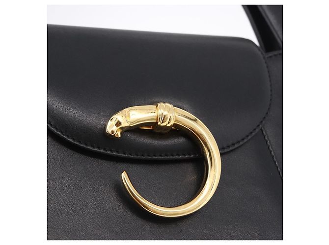 Borsa CARTIER PANTHERE in pelle nera e oro Auth ka5314A Nero D'oro - vista 17