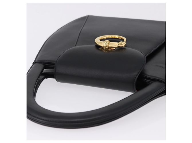 Borsa CARTIER PANTHERE in pelle nera e oro Auth ka5314A Nero D'oro - vista 6