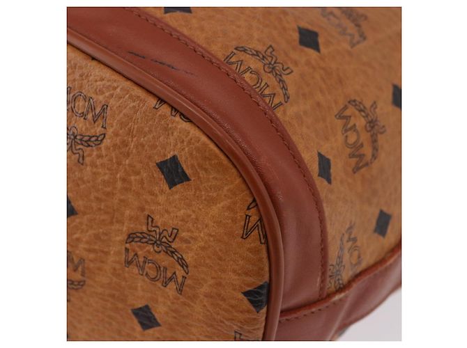 Borsa a Spalla MCM Vicetos Logogram PVC Pelle Marrone Oro Auth 192235 D'oro - vista 15