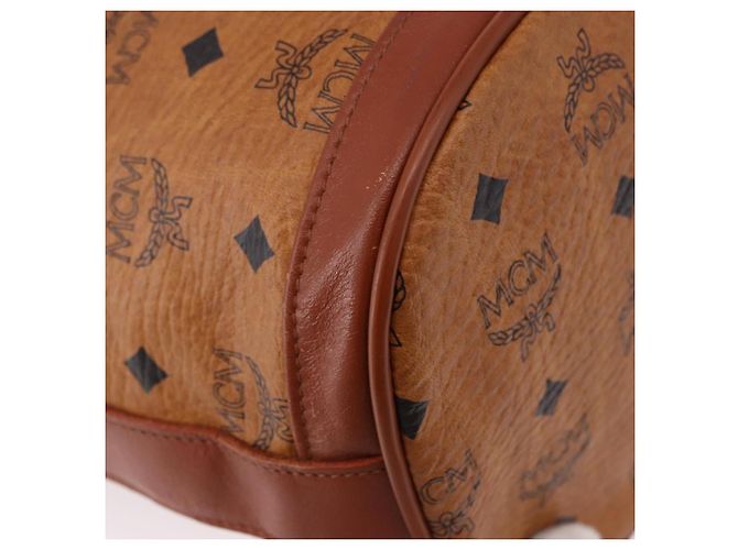 Borsa a Spalla MCM Vicetos Logogram PVC Pelle Marrone Oro Auth 192235 D'oro - vista 16