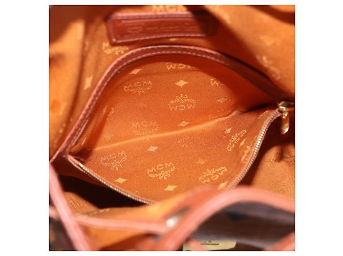 Borsa a Spalla MCM Vicetos Logogram PVC Pelle Marrone Oro Auth 192235 D'oro - vista 22
