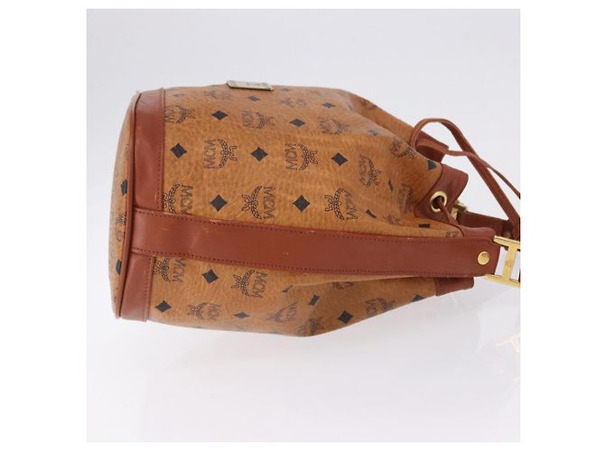 Borsa a Spalla MCM Vicetos Logogram PVC Pelle Marrone Oro Auth 192235 D'oro - vista 3