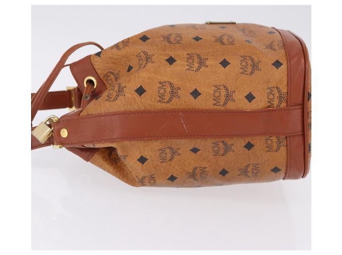 Borsa a Spalla MCM Vicetos Logogram PVC Pelle Marrone Oro Auth 192235 D'oro - vista 4