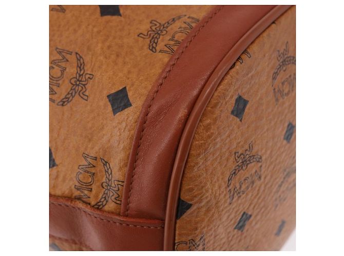 Borsa a Spalla MCM Vicetos Logogram PVC Pelle Marrone Oro Auth 192235 D'oro - vista 9