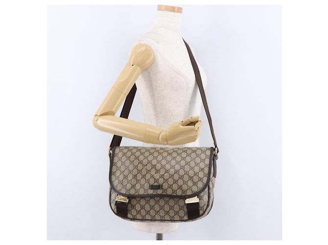 Borsa a tracolla GUCCI GG Supreme PVC Beige Oro 201732 Auth ka5309 D'oro - vista 26