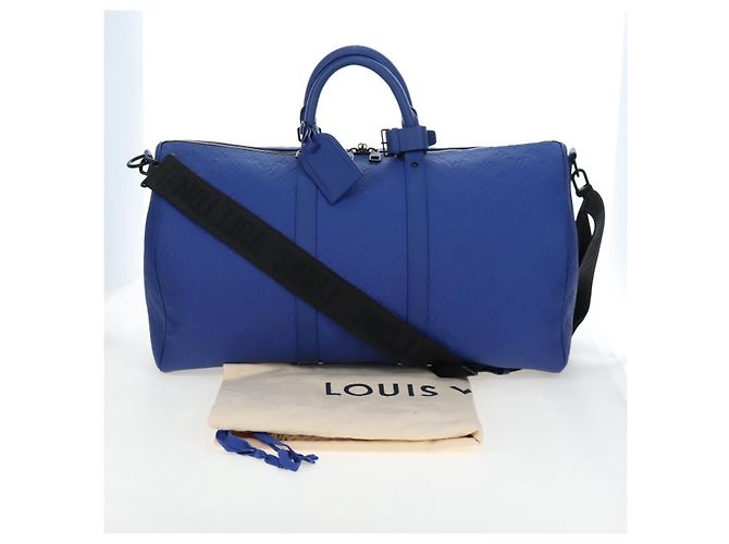 LOUIS VUITTON Monogram Taurillon Keepall Bandouliere 50 Blue Auth 191461SM Monogramma - vista 12