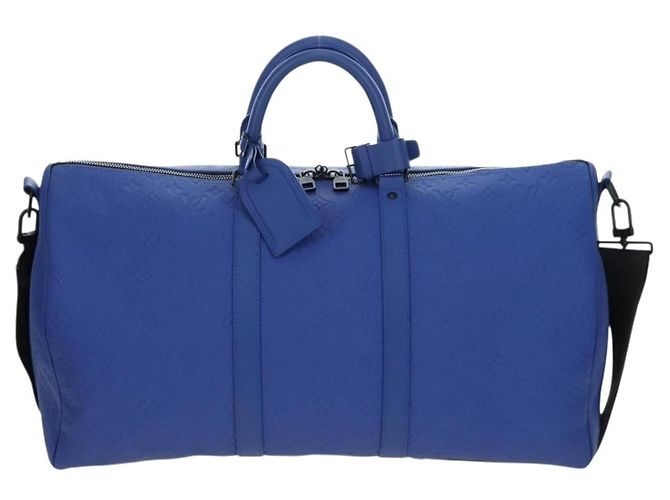 LOUIS VUITTON Monogram Taurillon Keepall Bandouliere 50 Blue Auth 191461SM Monogramma - vista 13