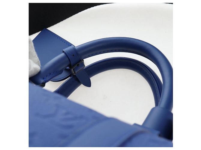 LOUIS VUITTON Monogram Taurillon Keepall Bandouliere 50 Blue Auth 191461SM Monogramma - vista 14