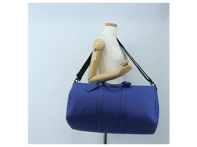LOUIS VUITTON Monogram Taurillon Keepall Bandouliere 50 Blue Auth 191461SM Monogramma - vista 28