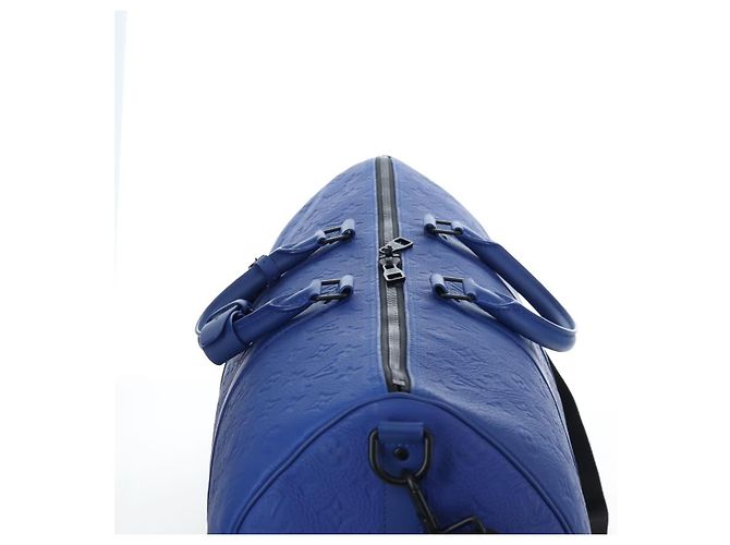 LOUIS VUITTON Monogram Taurillon Keepall Bandouliere 50 Blue Auth 191461SM Monogramma - vista 6
