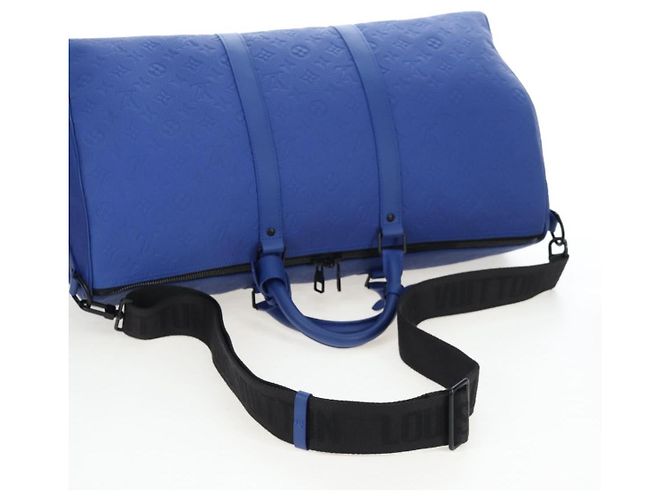 LOUIS VUITTON Monogram Taurillon Keepall Bandouliere 50 Blue Auth 191461SM Monogramma - vista 8