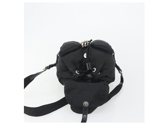Zaino PRADA Nylon Nero Argento Auth mr2651 - vista 10