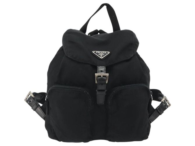 Zaino PRADA Nylon Nero Argento Auth mr2651 - vista 13
