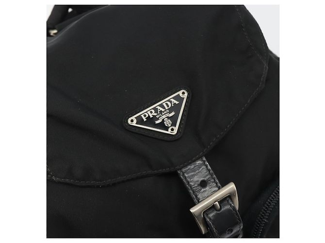 Zaino PRADA Nylon Nero Argento Auth mr2651 - vista 19