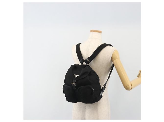 Zaino PRADA Nylon Nero Argento Auth mr2651 - vista 28