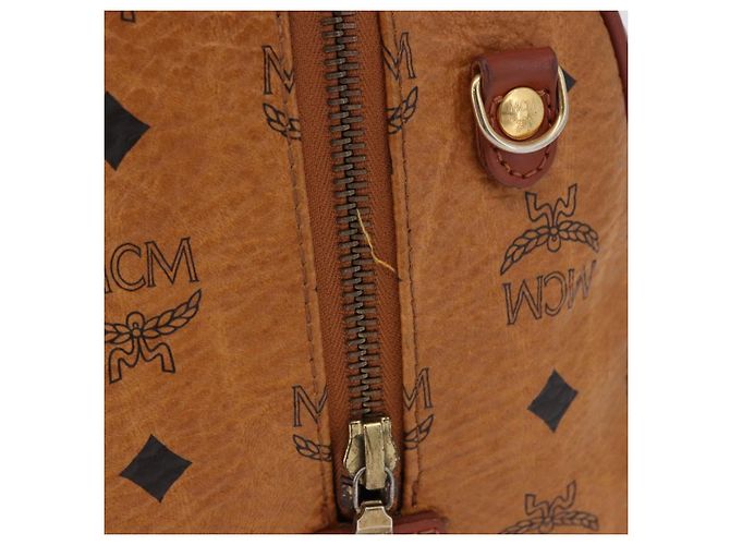 Borsa Boston MCM Logogram Vicetos in PVC e pelle Marrone Oro Auth 192236 D'oro - vista 5