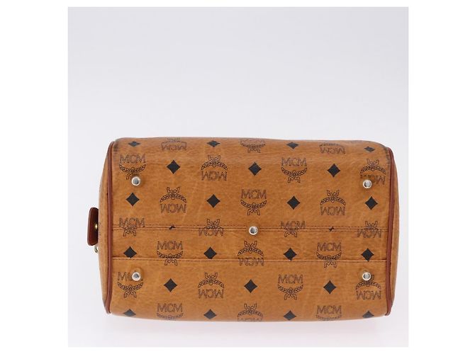 Borsa Boston MCM Logogram Vicetos in PVC e pelle Marrone Oro Auth 192236 D'oro - vista 6