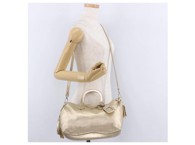Borsa PRADA in pelle 2way Argento Oro Auth 192120A D'oro - vista 28