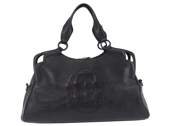 Borsa CARTIER in pelle nera argento Auth BA14473 Nero - vista 13
