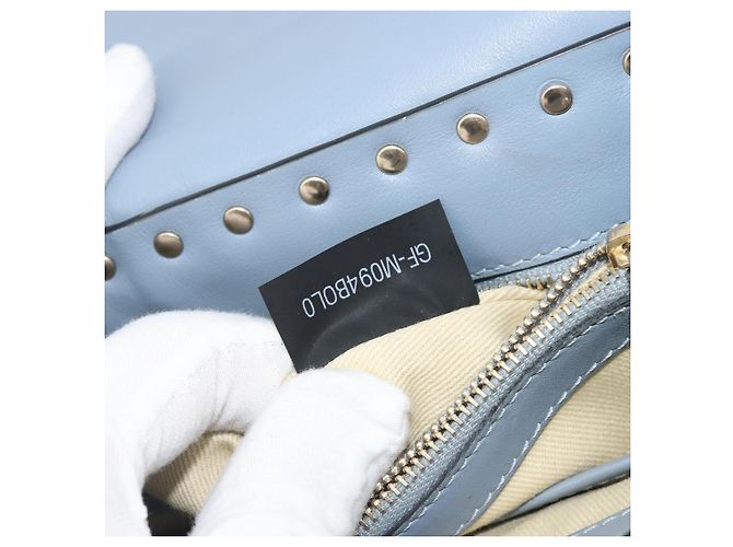 Borsa VALENTINO Rock Studs in pelle 2way Azzurro chiaro Oro Auth BA14388 D'oro Blu chiaro - vista 12