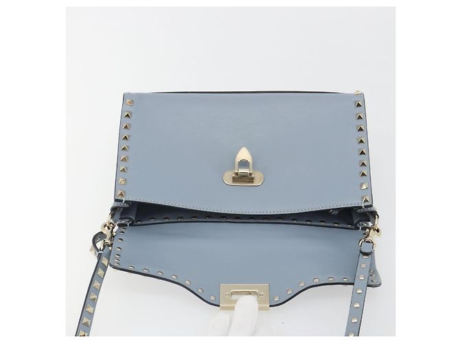 Borsa VALENTINO Rock Studs in pelle 2way Azzurro chiaro Oro Auth BA14388 D'oro Blu chiaro - vista 21