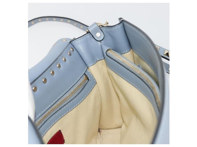 Borsa VALENTINO Rock Studs in pelle 2way Azzurro chiaro Oro Auth BA14388 D'oro Blu chiaro - vista 23
