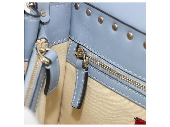 Borsa VALENTINO Rock Studs in pelle 2way Azzurro chiaro Oro Auth BA14388 D'oro Blu chiaro - vista 25