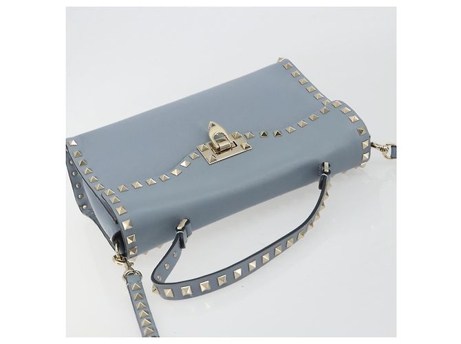 Borsa VALENTINO Rock Studs in pelle 2way Azzurro chiaro Oro Auth BA14388 D'oro Blu chiaro - vista 6