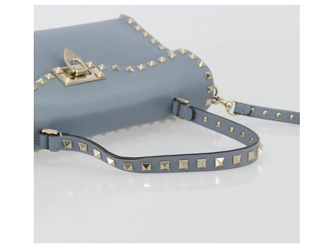 Borsa VALENTINO Rock Studs in pelle 2way Azzurro chiaro Oro Auth BA14388 D'oro Blu chiaro - vista 7