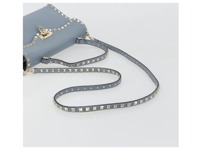 Borsa VALENTINO Rock Studs in pelle 2way Azzurro chiaro Oro Auth BA14388 D'oro Blu chiaro - vista 9