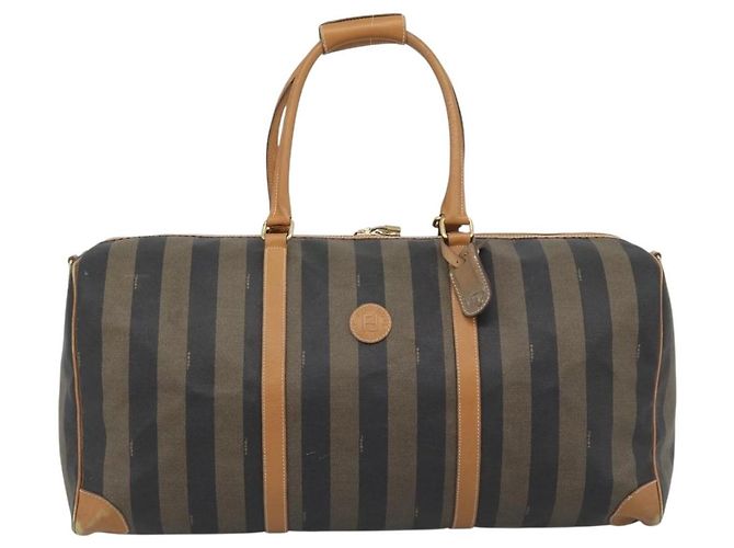 Pequin Borsa Boston FENDI in tela Pecan PVC 2way Nero Marrone Auth fm5392 - vista 13