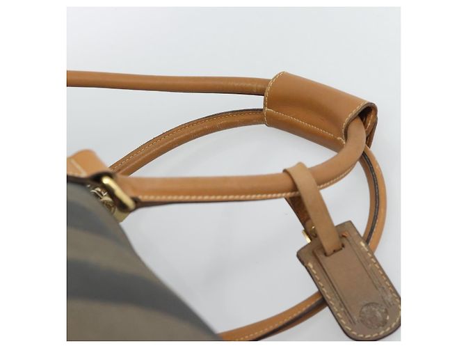 Pequin Borsa Boston FENDI in tela Pecan PVC 2way Nero Marrone Auth fm5392 - vista 14