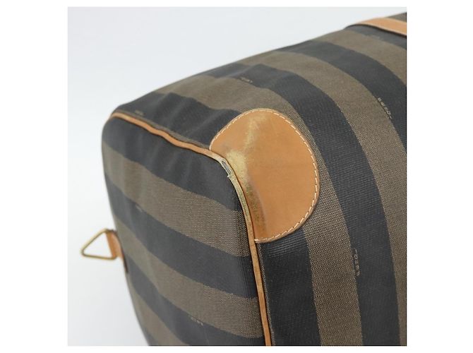 Pequin Borsa Boston FENDI in tela Pecan PVC 2way Nero Marrone Auth fm5392 - vista 15
