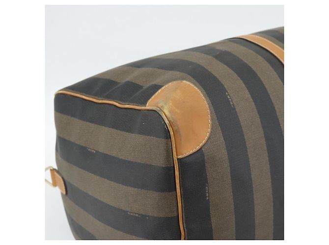Pequin Borsa Boston FENDI in tela Pecan PVC 2way Nero Marrone Auth fm5392 - vista 17