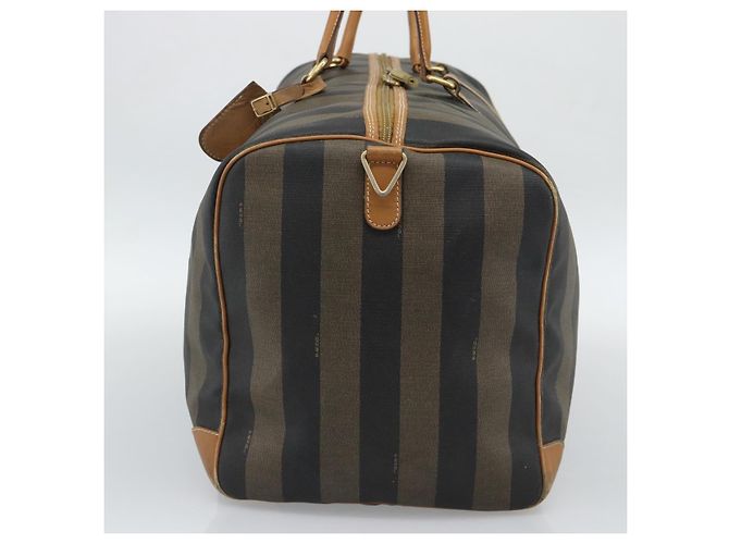 Pequin Borsa Boston FENDI in tela Pecan PVC 2way Nero Marrone Auth fm5392 - vista 4
