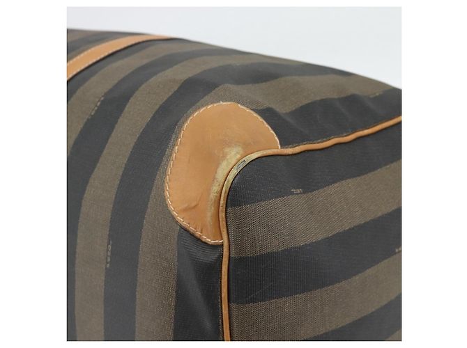 Pequin Borsa Boston FENDI in tela Pecan PVC 2way Nero Marrone Auth fm5392 - vista 8