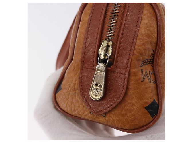 Borsa Mini Boston MCM Logogram Vicetos in PVC e pelle 2way Marrone Oro Auth 192038 D'oro - vista 10