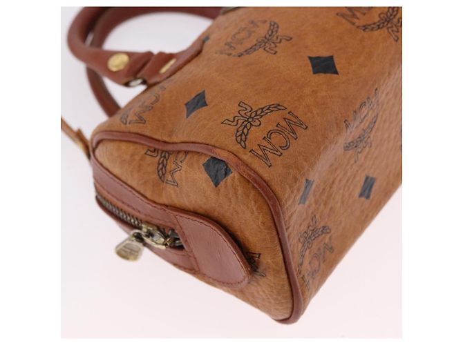 Borsa Mini Boston MCM Logogram Vicetos in PVC e pelle 2way Marrone Oro Auth 192038 D'oro - vista 15