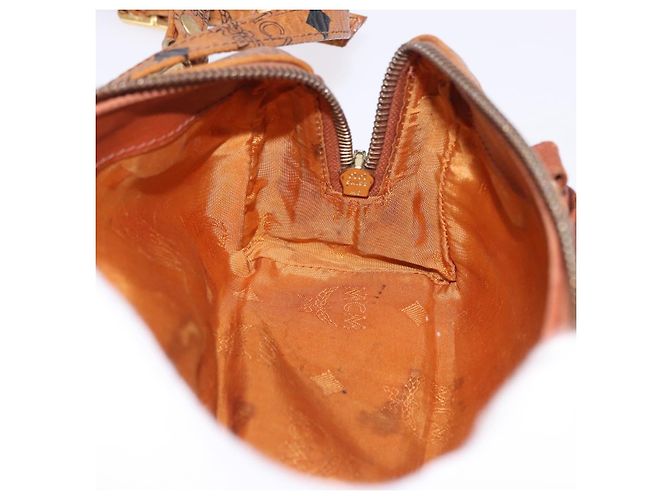 Borsa Mini Boston MCM Logogram Vicetos in PVC e pelle 2way Marrone Oro Auth 192038 D'oro - vista 20