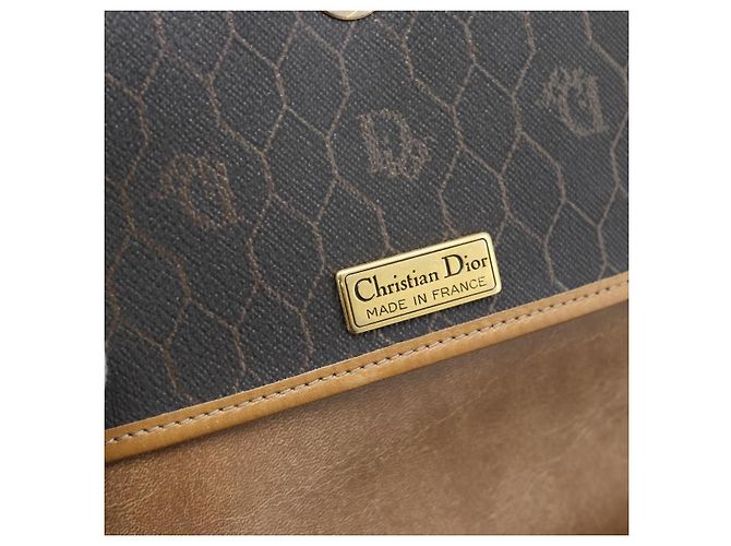 Borsa a tracolla con catena Christian Dior Honeycomb Canvas PVC Nero Oro Auth ep15113 D'oro - vista 10