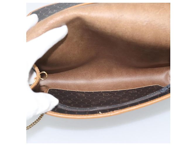 Borsa a tracolla con catena Christian Dior Honeycomb Canvas PVC Nero Oro Auth ep15113 D'oro - vista 11