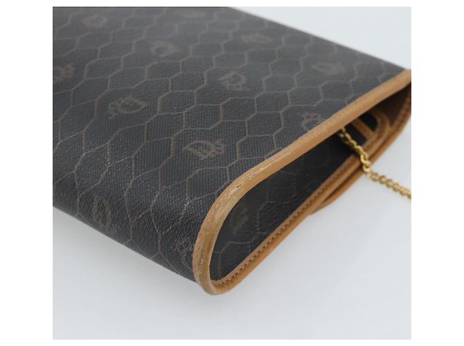 Borsa a tracolla con catena Christian Dior Honeycomb Canvas PVC Nero Oro Auth ep15113 D'oro - vista 15