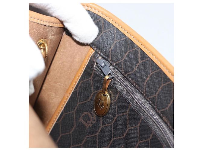 Borsa a tracolla con catena Christian Dior Honeycomb Canvas PVC Nero Oro Auth ep15113 D'oro - vista 19