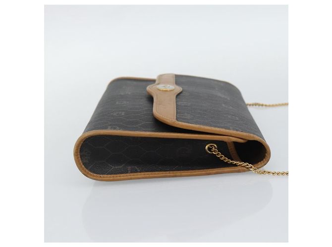 Borsa a tracolla con catena Christian Dior Honeycomb Canvas PVC Nero Oro Auth ep15113 D'oro - vista 3