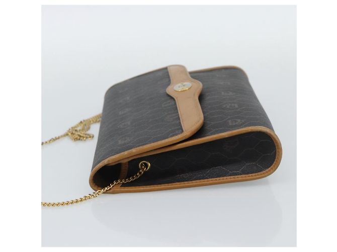 Borsa a tracolla con catena Christian Dior Honeycomb Canvas PVC Nero Oro Auth ep15113 D'oro - vista 4