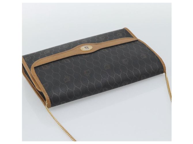 Borsa a tracolla con catena Christian Dior Honeycomb Canvas PVC Nero Oro Auth ep15113 D'oro - vista 6