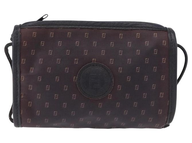 Borsa a tracolla FENDI in PVC e tela nera Auth bs36074 Nero - vista 13