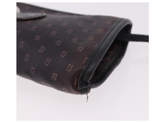 Borsa a tracolla FENDI in PVC e tela nera Auth bs36074 Nero - vista 14