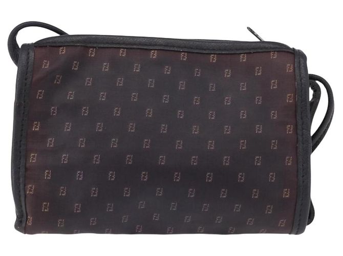 Borsa a tracolla FENDI in PVC e tela nera Auth bs36074 Nero - vista 2
